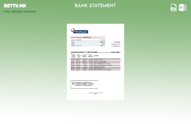 модерен стил Бугарија Поштенска изјава ексел шаблон